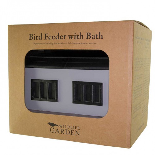  Vogelfutterspender mit Vogelbad Graue Villa