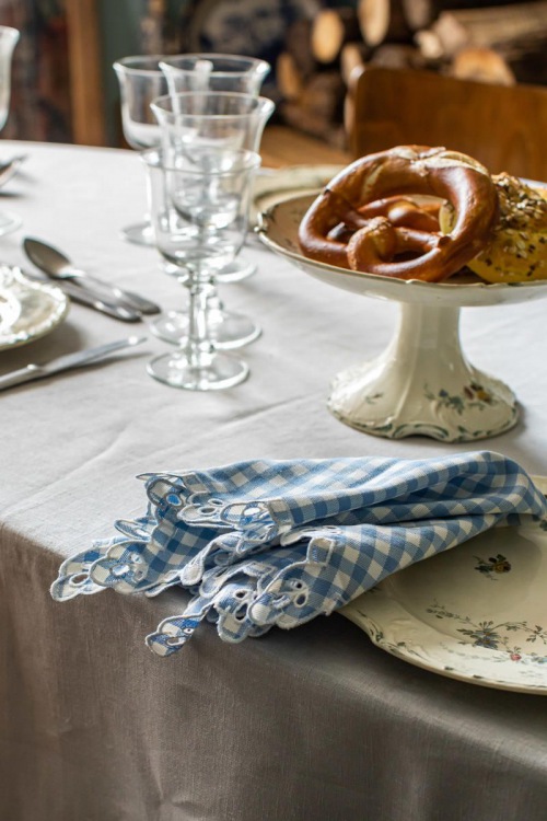  MANUFAKTUR Tischdecke Amalfi Vichy Karo blau