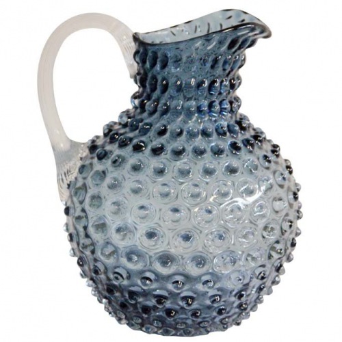  GLASKUNST  Krug Tautropfen, rauchblau