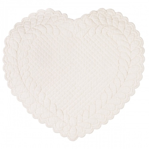  Boutis Tischset Herz, 42 x 42 cm, cream