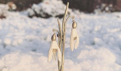  BROSCHE BOTANICA Schneeglöckchen