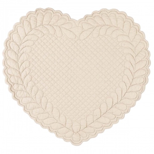  Boutis Tischset Herz, 42 x 42 cm, french beige hell