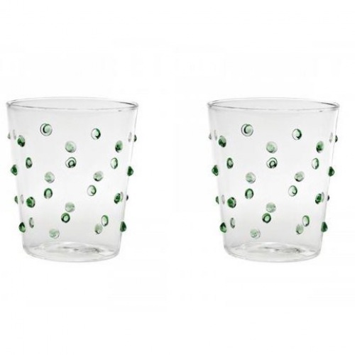  2-er Set Gläser Fancy Dots, grün
