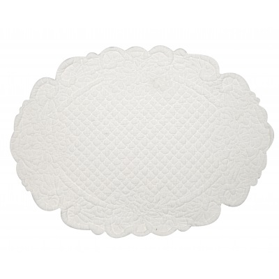 Tischset Boutis oval, weiss-elfenbein