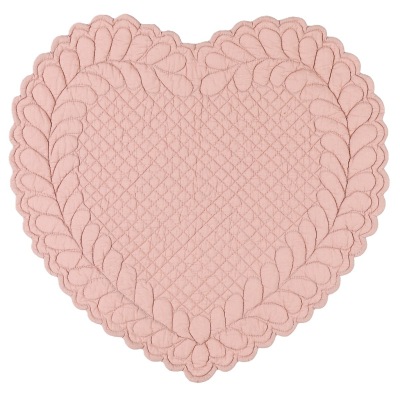 Boutis Tischset Herz, 42 x 42 cm, soft rose