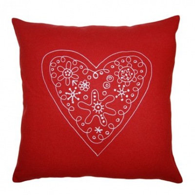 Wollkissen Herz rot 45 x 45 cm