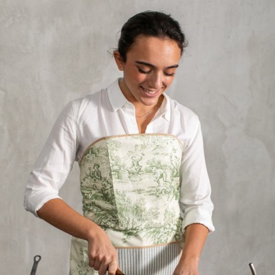 Bustier Schürze Toile de Jouy grün