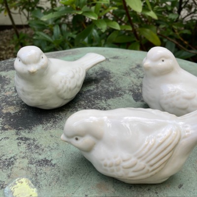 3-er Set Vögel weiss