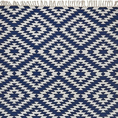 Läufer klein Apache, 55 x 120cm, navy/weiss