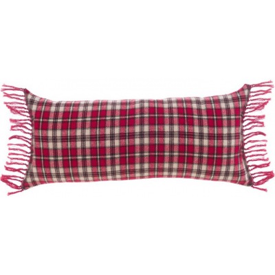 Tartan Kissen mit Fransen rot-grau