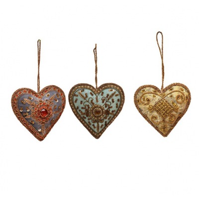 3er Set Herzen Nostalgischer Weihnachtsschmuck