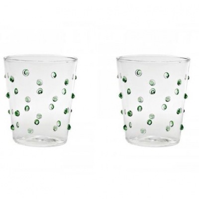 2-er Set Gläser Fancy Dots, grün